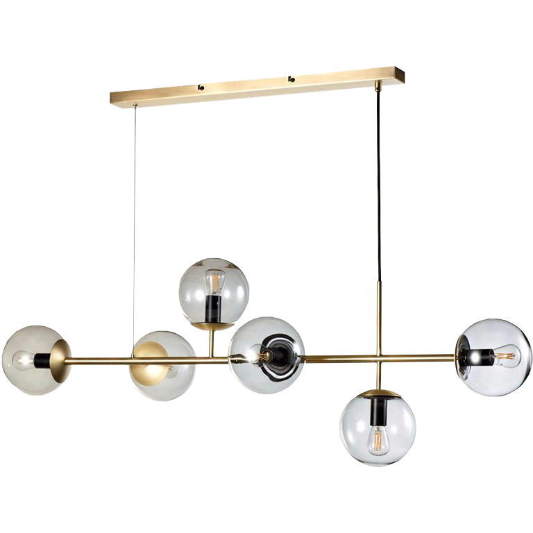 COLGANTE ORBIT P-83 6L.E27 TUL. VID. BRONCE