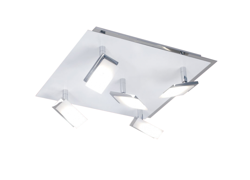 PLAFON RAYO 20108 5L LEDS 6.8W CUAD. BL/CR.